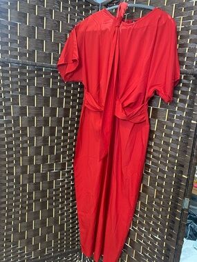 SHEIN Red Maxi Dress with Tie-Back Detail